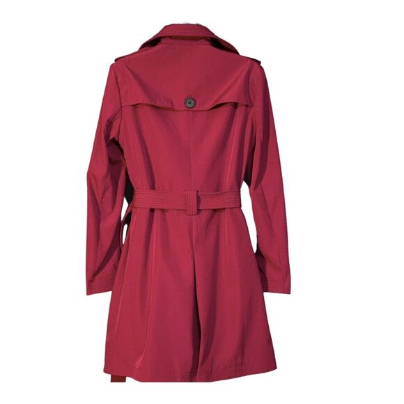 Narciso Rodriguez Designer Trench Coat Sz S Berry Pink Belted Lightweight Jacket - Picture 9 of 11